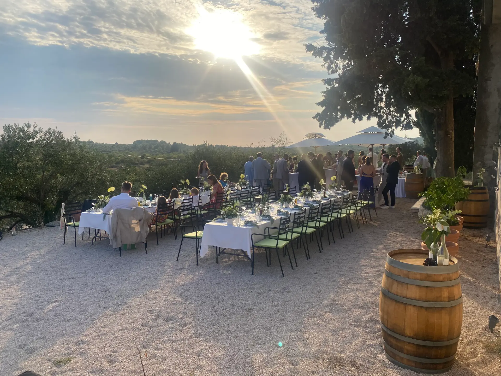 Outside tasting at daytime at the vintage school.